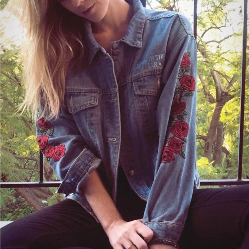 Rose Denim Jacket Vintage